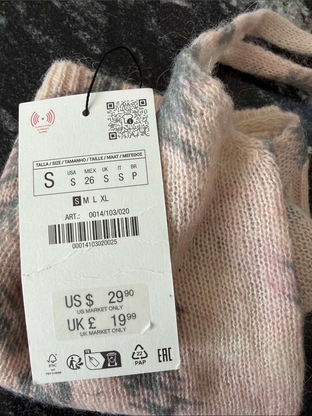 Zara Pink and Gray Tie-Dye Knit Camisole - Picture 6 of 7
